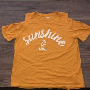 Mustard Yellow , Shoulder Cutout Shirt